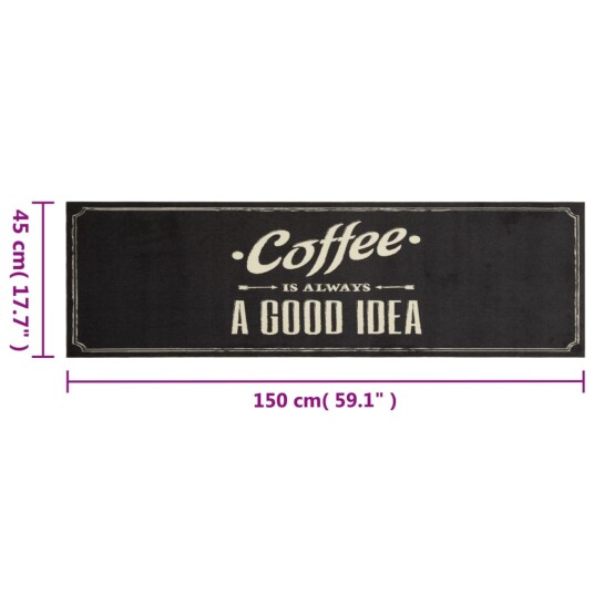 Kjøkkenteppe vaskbar Coffee tekst 45x150 cm fløyel 8721012918726