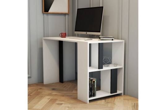 Skrivebord Tibani 120 cm med Oppbevaringshylle Hvit/Antrasitt
