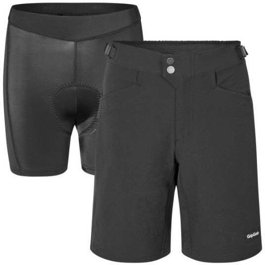 GripGrab Flow 2 i 1 Tekniske Sykkelshorts Dame Sort