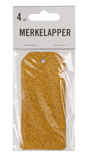 Merkelapper glitter 10x4,5cm 4pk gull