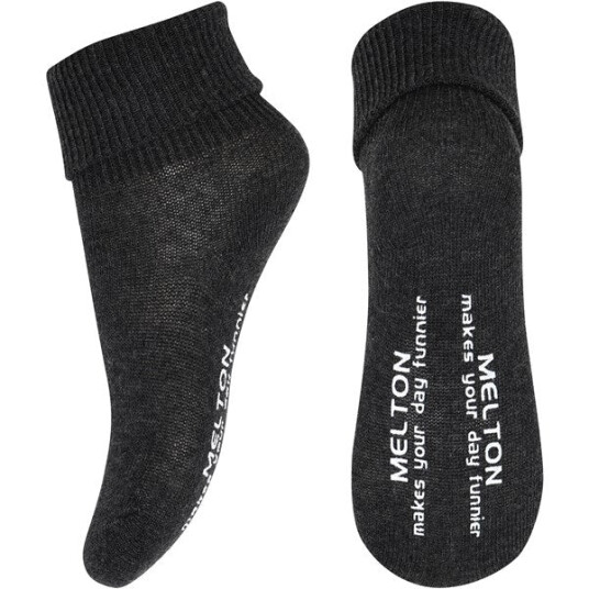 MELTON Bomull Anti-Slip Sokker Dark Grey Melange 17-19