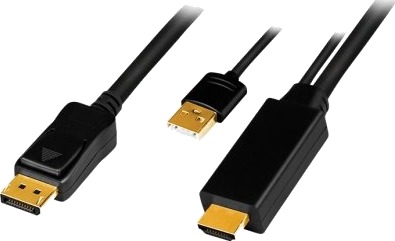 Logilink Hdmi-Kabel, Hdmi-A + Usb-A - Displayport-Plugg, Tilkobling 1: Hdmi-A-Plugg + Usb-A-Plugg, Tilkobling 2: - 1 Stk (Ch0090)