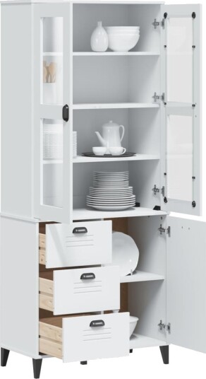 Highboard VIKEN hvit 80x40x190 cm heltre furu 8721012224285