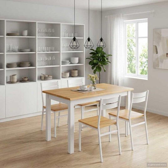 VidaXL Spisebord EKAI Hvit 112 x 70 x 76,5 cm Heltre furu VidaXL Spisebord EKAI Hvit 112 x 70 x 76,5 cm Heltre furu