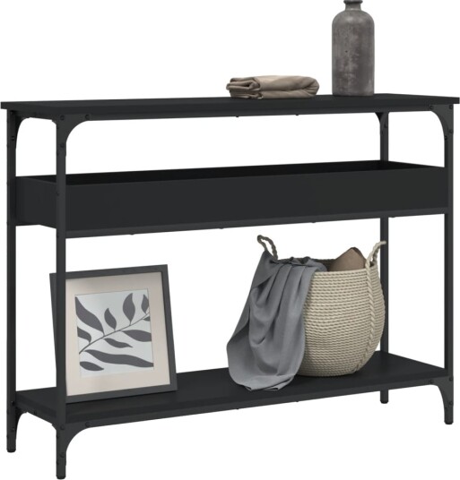 Konsollbord med hylle svart 100x29x75 cm konstruert tre 8721012194991