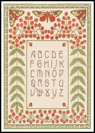 Floral and Moth Alphabet Print Plakat Plakat / 100x150cm Floral and Moth Alphabet Print Plakat Plakat / 100x150cm