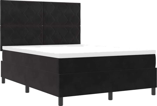  Box Spring Seng med Madrass Svart 140x200 cm Fløyel