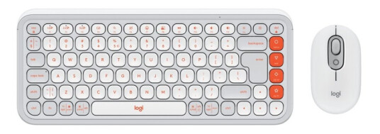 Logitech Pop Icon Combo - Tastatur- Og Mussett - Trådløs - Bluetooth Le - Qwerty - Us International - Elfenbenshvit Oransje