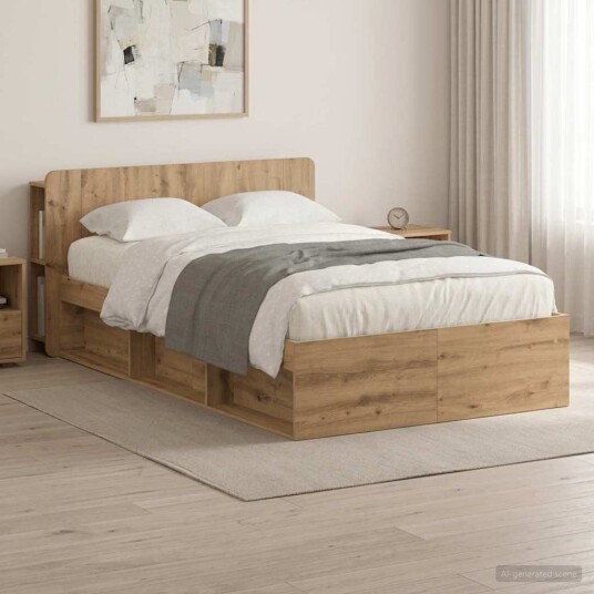  Sengeramme med oppbevaring Artisan eik 120 x 200 cm