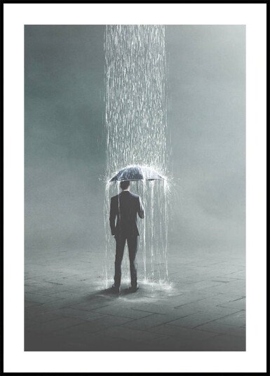Isolated Rainfall Suit and Umbrella Plakat Plakat / 100x150cm
