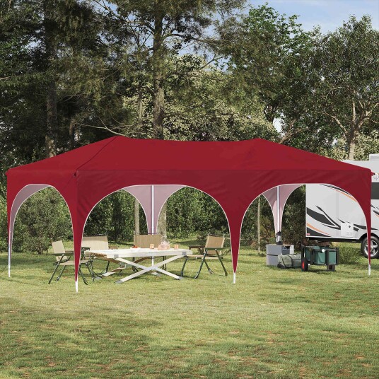 vidaXL Pop up Festtelt 575 x 288 x 245 cm Burgunder Oxford Stoff