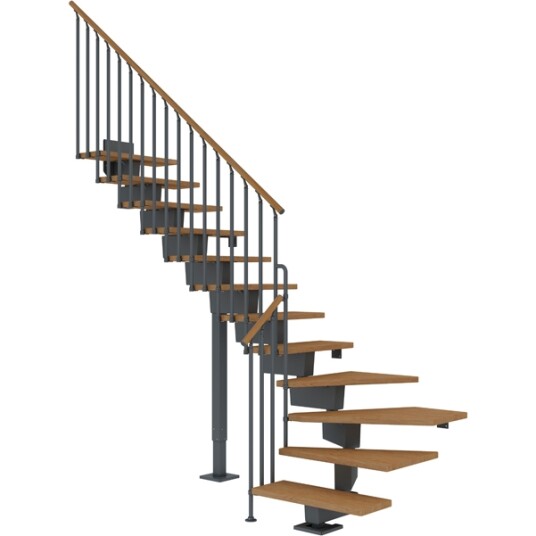 Dolle Dubai L trapp I Antracit classic Iii oljeret Eik 90 11 Loddret Høyde 204 252cm