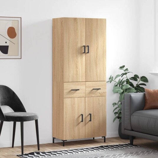 vidaXL Highboard sonoma eik 69,5x34x180 cm konstruert tre 8720845475703