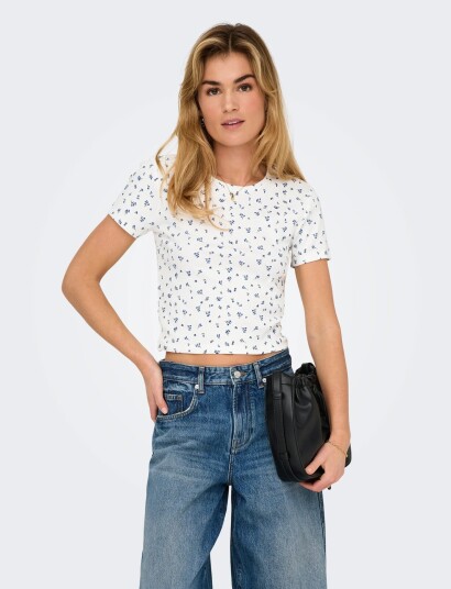 ONLY Onlfenja S/S Aop Top Jrs Noos White XS ONLY Onlfenja S/S Aop Top Jrs Noos White XS