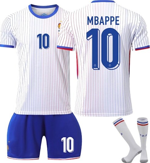 Frankrike 2024 landslagstrøye fotballdrakt UEFA Euro edition hjem barn voksen sett nr 10 MBAPPE Med sokker C