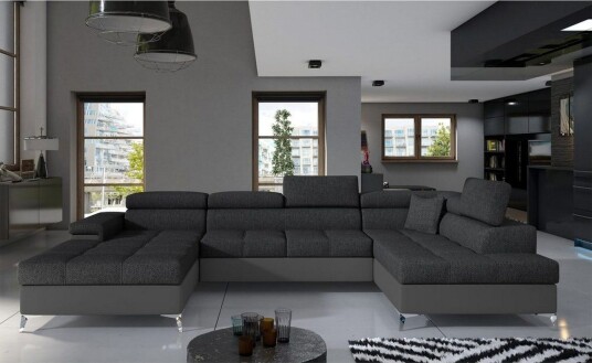 Seksjon Eltap Eduardo 337x205x88 cm Inari 96 Soft 29 Mørk Grå Grå Høyre