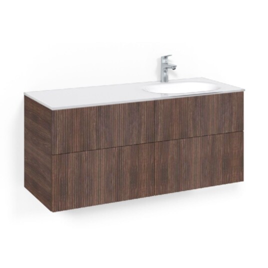 Macro Design Crown Line Servantskap 4-skuff - med Høyre Glasservant 120cm Brun ask / Glass Edge Hvit