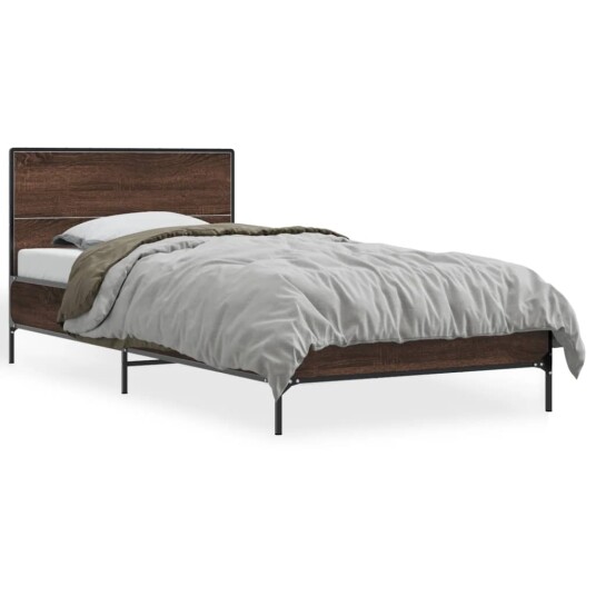  Sengeramme brun eik 100x200 cm konstruert tre og metall 8721102445040