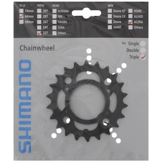Shimano 22t Fc-M361 64mm, Svart, 8-Delt Drev