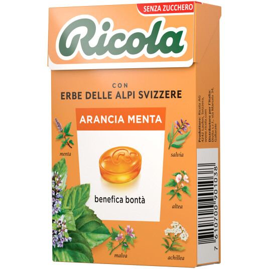 Ricola Ingefær Orange Mint Sukkerfri Urtegodteri 50g