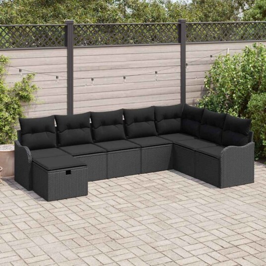 vidaXL Sofa sett med pute med lagring Svart polyrotting
