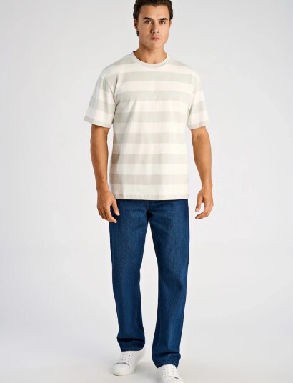 Lindbergh Striped Oversized O Neck Tee S/S Grey M