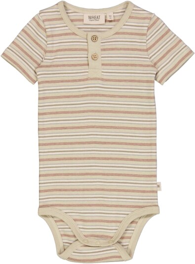 Wheat Body Placket Ss Dusty Stripe (74 / 9 mnd)