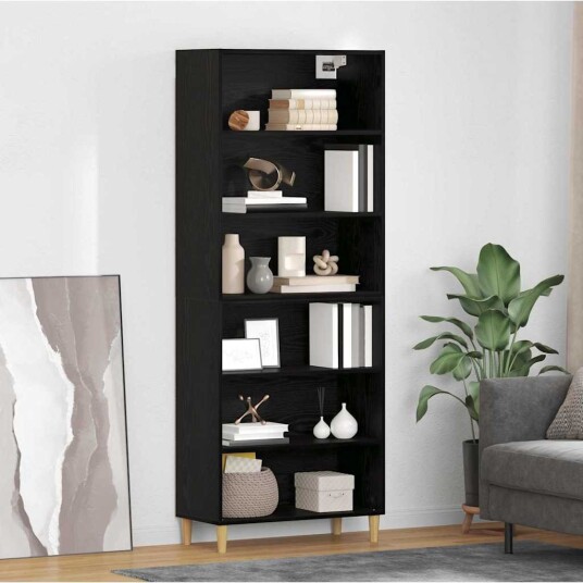 Høyskap Svart Eik 69,5 x 32,5 x 180 cm Konstruert tre