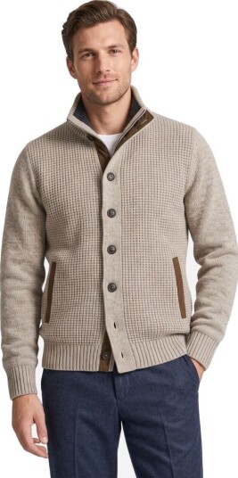 Alan Paine Duchally waffle front cardigan XXL beige herre