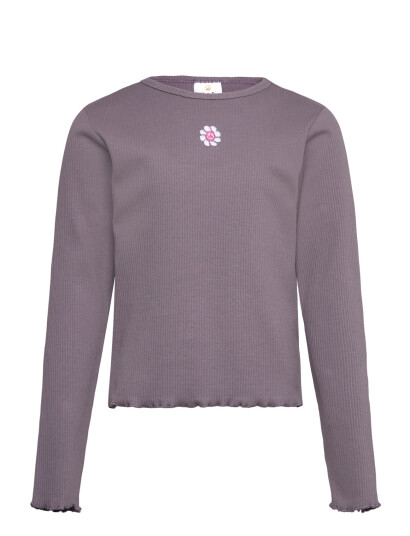 The New Tnperrin Short L_S Rib Tee Purple 110/116 The New Tnperrin Short L_S Rib Tee Purple 110/116