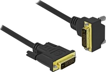Delock Dvi Kabel Dobbeltlenke Dvi D Hann Vinklet Til Dvi D Hann 1 M Tommelskruer Svart