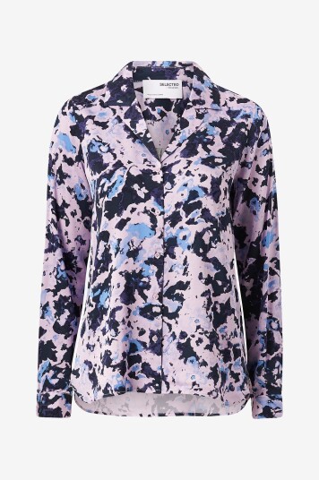 Selected FEMME - Bluse slfAronia LS Aop Satin Shirt - Lilla