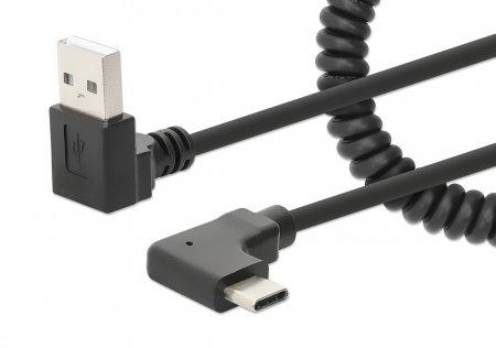 Manhattan MH USB Type-A Male to Type-C Male, 1 m Tangle-Resistant Curl