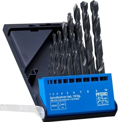 Pferd 25298001, Drill, Drill Bit Set, Aluminium, Messing, Bronse, Støpejern, Stål, 118°, Ground High-Speed Steel (Hss-G), Sylindrisk Skaft Pferd 25298001, Drill, Drill Bit Set, Aluminium, Messing, Bronse, Støpejern, Stål, 118°, Ground High-Speed Steel (Hss-G), Sylindrisk Skaft