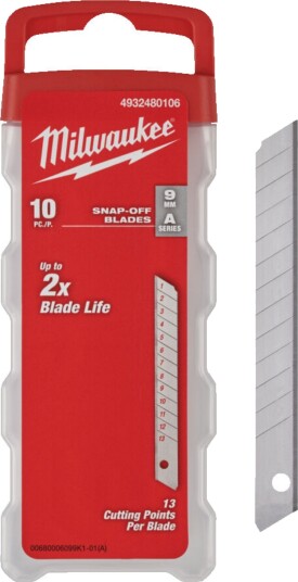 Milwaukee 9 mm Bryteblad 10-pakk for Håndverktøy med Oppbevaringsboks