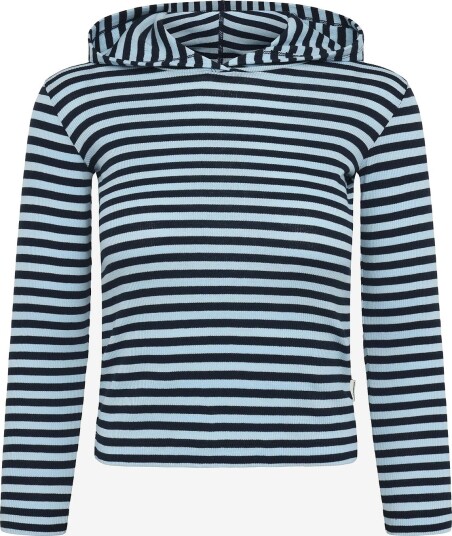 Mads Nørgaard 2X2 Cotton Stripe Tally Hoodie - CERULEAN/SKY CAPTIAN - 104