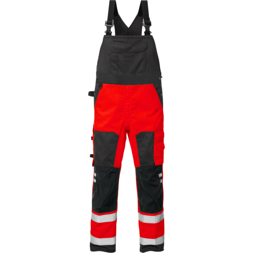Fristads Hängslebyxa 1015 Plu, Klass 2 Varsel Röd/svart C54