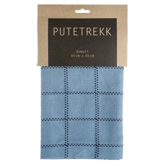 Putetrekk Vera bomull blå m/ruter 45x45 cm
