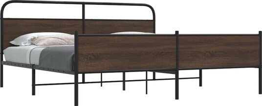  Sengeramme i metall uten madrass brun eik 183x213 cm 8721158549846