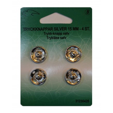 Vj Green Trykklåser trykknapper Sølv 15mm 4 stk