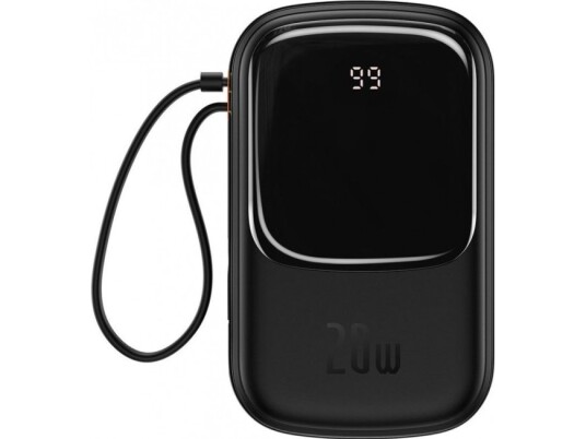 Baseus Qpow Powerbank 20000mAh med Hurtiglading og Innebygd Lightning-Kabel Svart