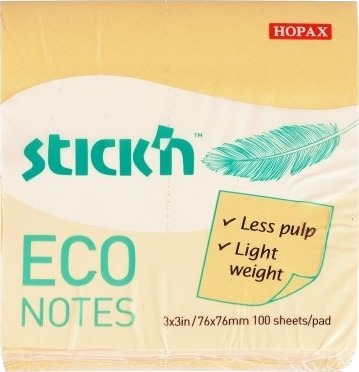 Notesblok Eco 76X76 100 Blad Gul 12 Stk.