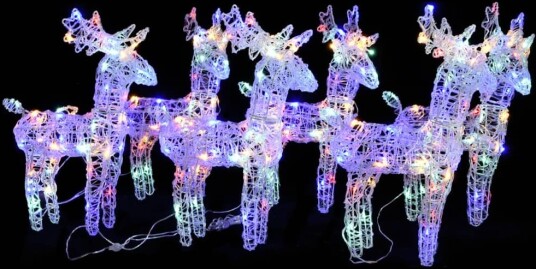 vidaXL Julereinsdyr 6 stk flerfarget 240 LED akryl
