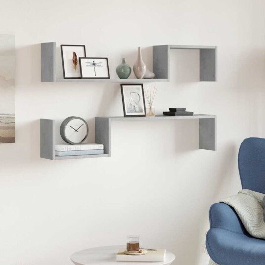 vidaXL Vegghyller 2 stk betonggrå 100x15x20 cm konstruert tre