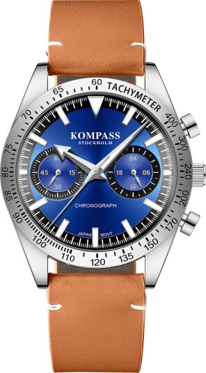 Kompass Skyborne Chronograph Silver Brown Blue