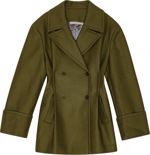 REMAIN Birger Christensen Peacoat With Pleats Green 34 REMAIN Birger Christensen Peacoat With Pleats Green 34