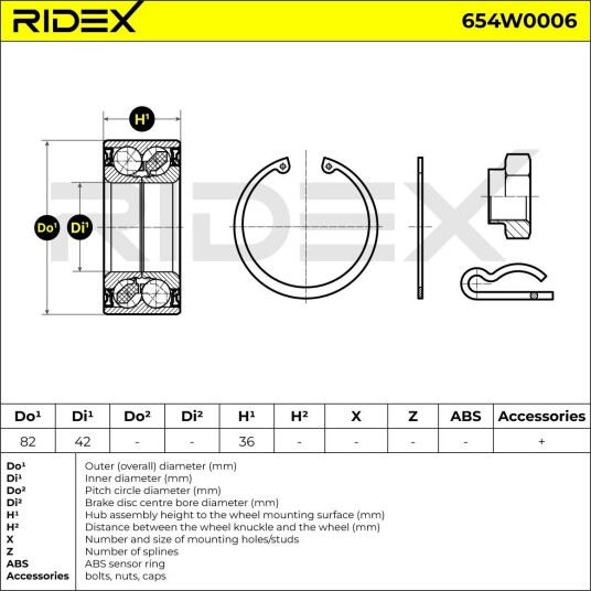 RIDEX 654W0006 Hjullager