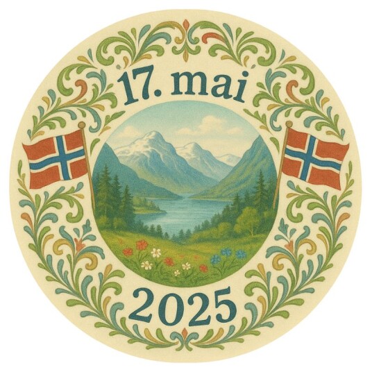 Kakebilde 17.Mai 2025 Rund 20cm Kakebilde 17.Mai 2025 Rund 20cm