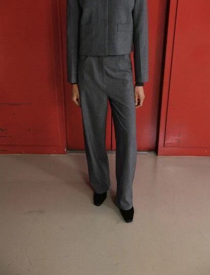 Mango Mid Rise Suit Trousers   Grey   32