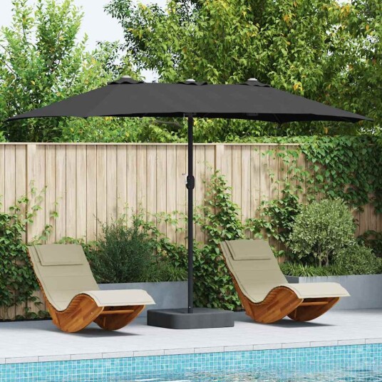 vidaXL Hageparasol Svart 385 x 209 x 244 cm stoff